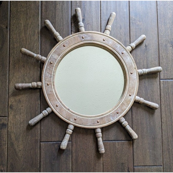 RH Restoration Hardware Rustic Ship Wheel Mirror Baby & Child * READ